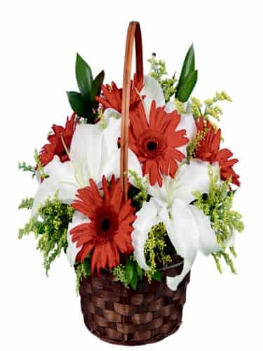 Çiçek Sepetinde Lilyum Ve Gerbera